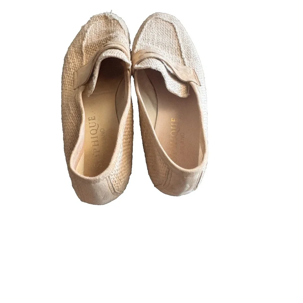 Sophique Milano shoes ivory beige 7.5US 38 loafers Square Toe Made Italy